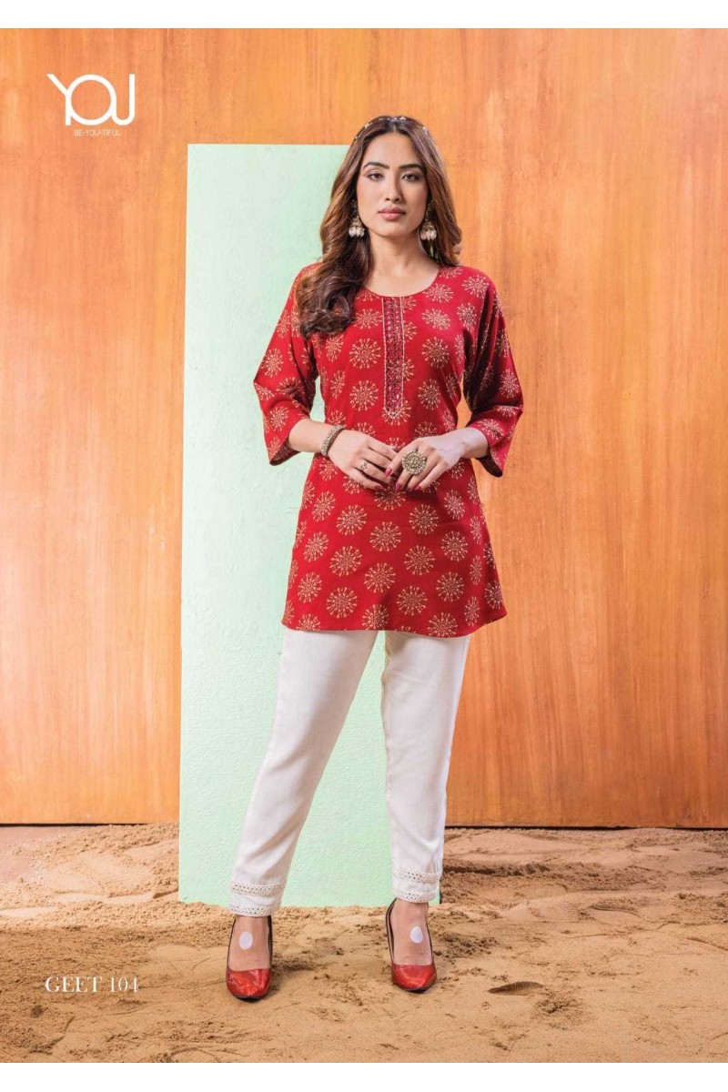You(Wanna) Geet Branded Excusive Western Wear Tunic Top Catalogue