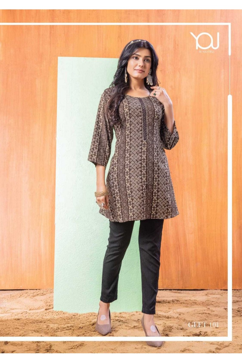 You(Wanna) Geet Branded Excusive Western Wear Tunic Top Catalogue
