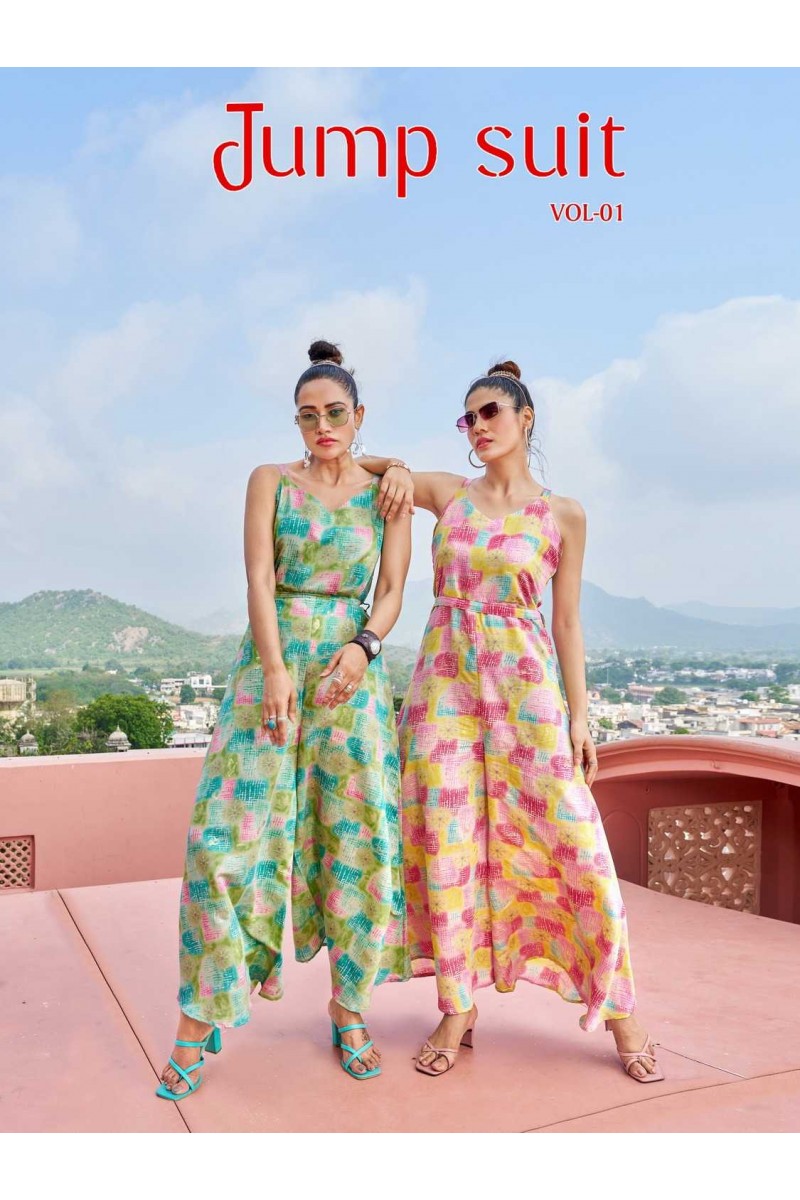 Bhavi Designer Jump Suit Vol-1 Printed Fancy Party Wear Ready Made Jump Suits