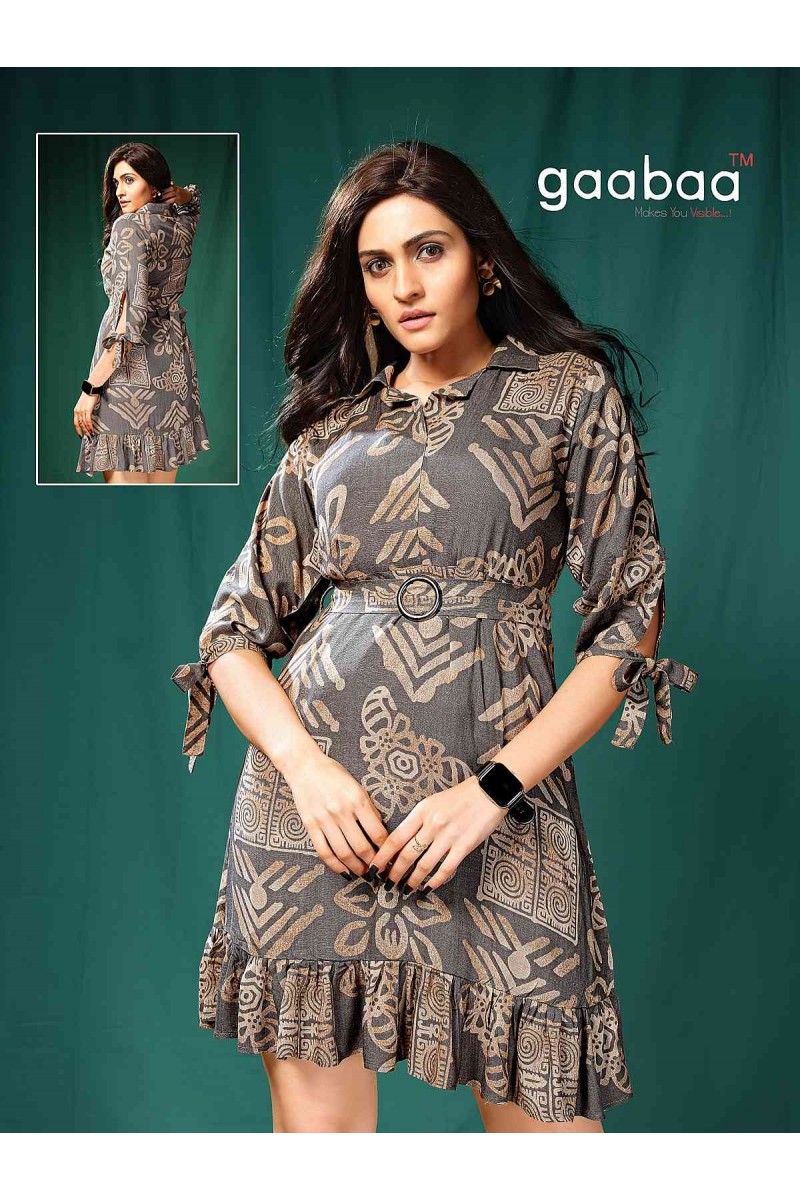 Gaabaa Khushi-001 Short Slub Rayon Size Set Designer Fancy Tops Set