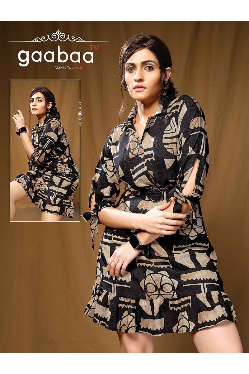 Gaabaa Khushi-003 Short Slub Rayon Size Set Designer Fancy Tops Set