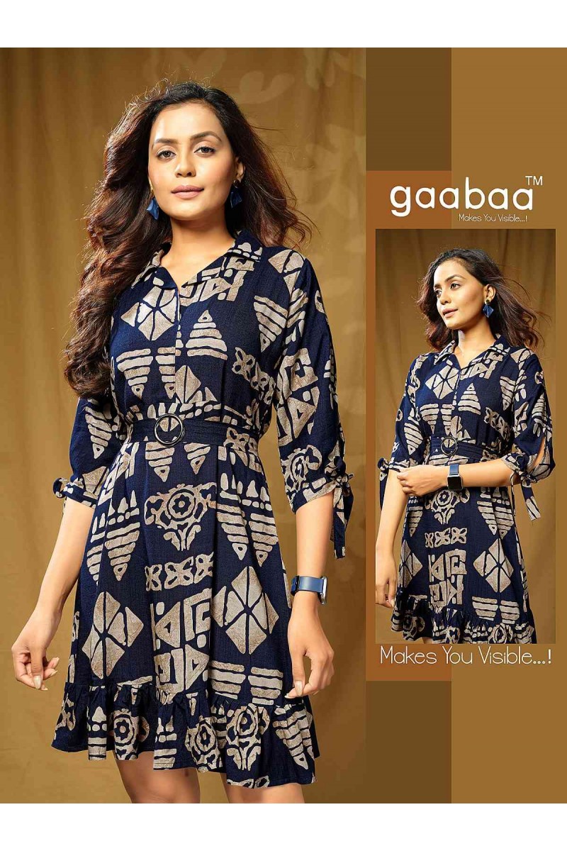 Gaabaa Khushi-004 Short Slub Rayon Size Set Designer Fancy Tops Set