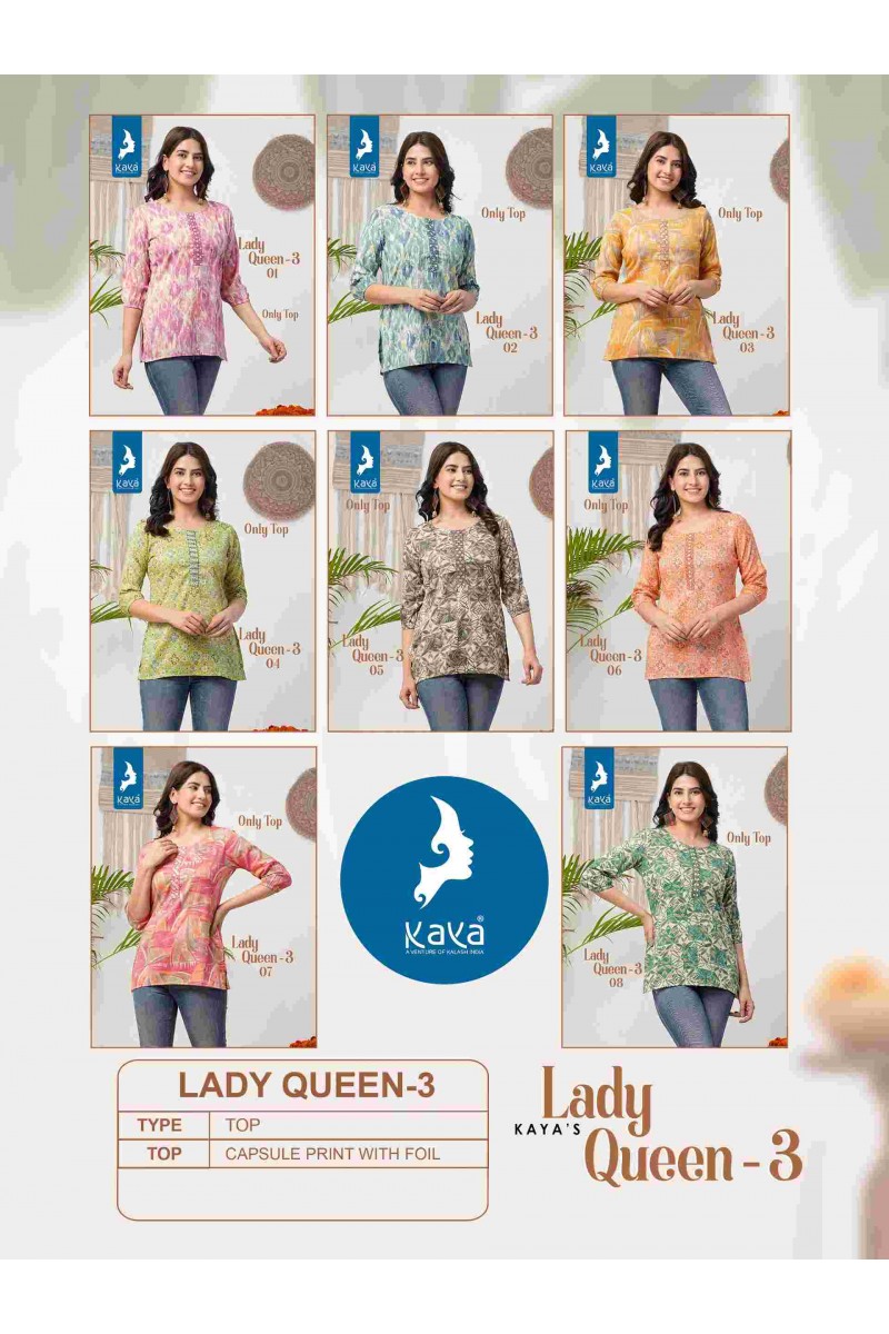 Kaya Lady Queen Vol-3 Fancy Regular Wear Capsule Print Short Tops