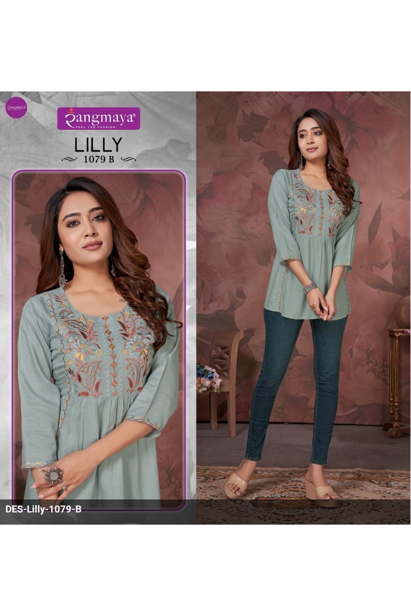 Rangmaya Lilly-1079-B Rayon Women Wear Stylish Short Western Tops