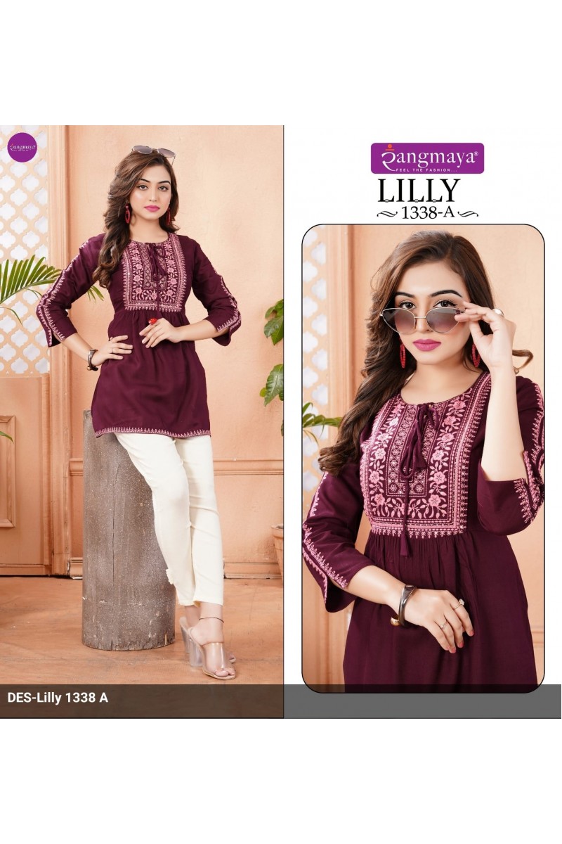 Rangmaya Lilly-1338-A Rayon Women Wear Stylish Short Western Tops