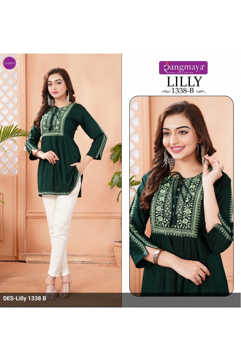 Rangmaya Lilly-1338-B Rayon Women Wear Stylish Short Western Tops