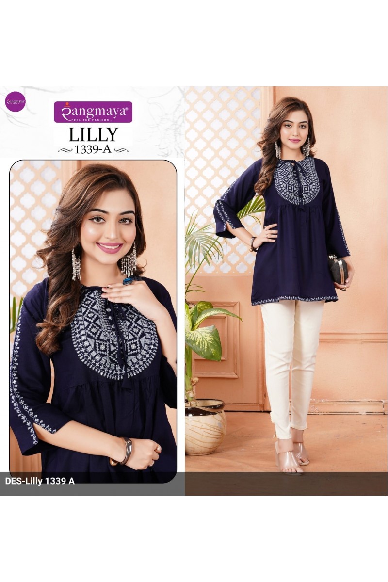 Rangmaya Lilly-1339-A Rayon Women Wear Stylish Short Western Tops