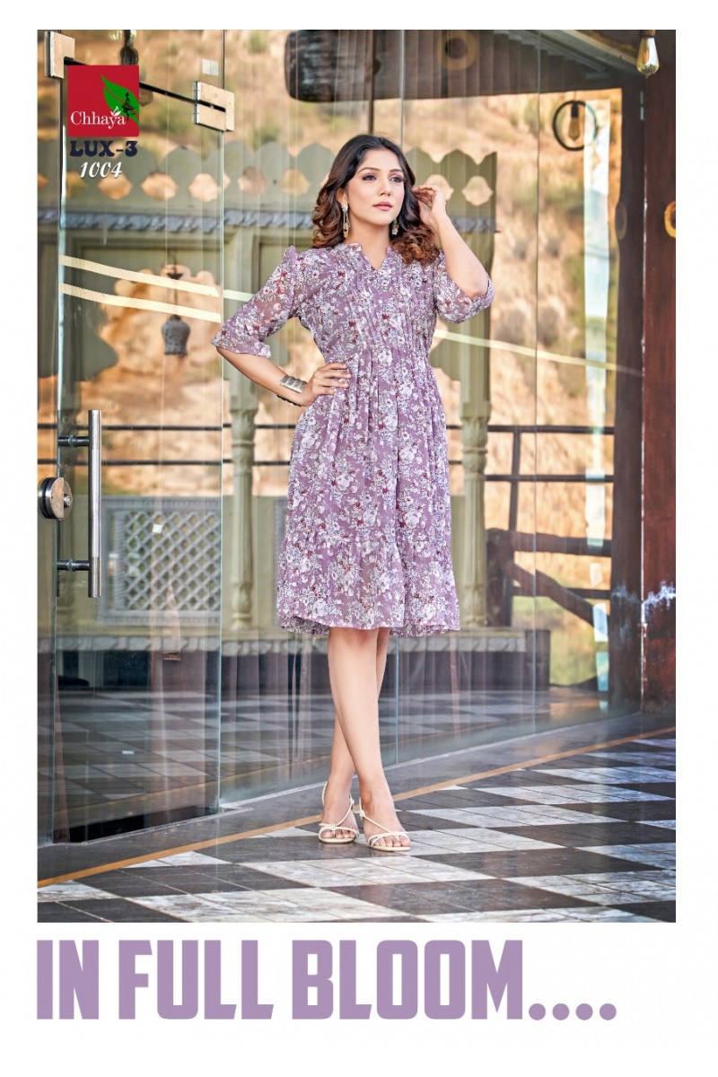 Chhaya Lux Vol-3 Wholesale Western Wear Long Anarkali Style Tunic Tops