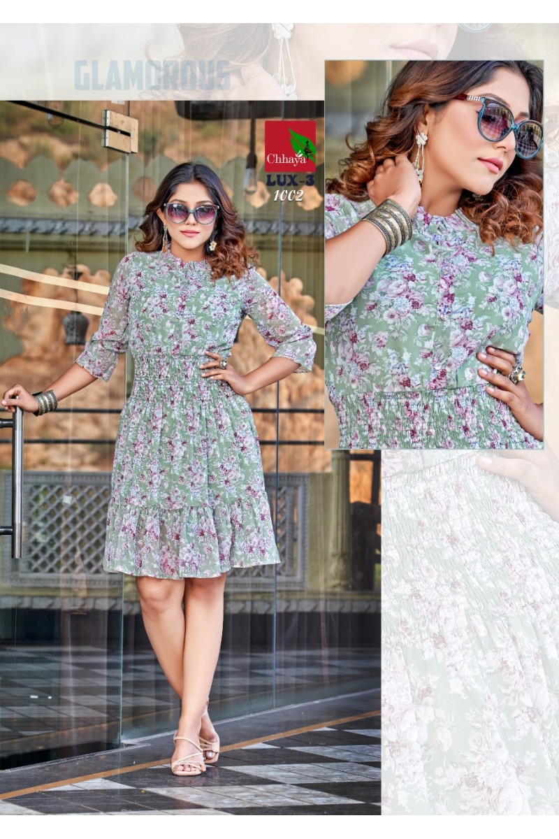 Chhaya Lux Vol-3 Wholesale Western Wear Long Anarkali Style Tunic Tops