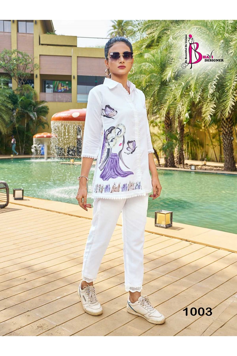 Bhavi Designer Miss World Muslin With Digital Print Ladies Shirt With Pant Cord Sets