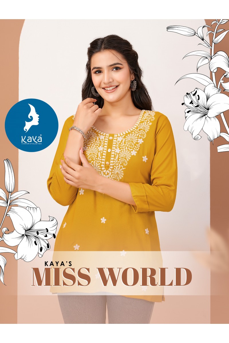Kaya Miss World Latest Designs Fancy Short Tops Catalog Wholesaler