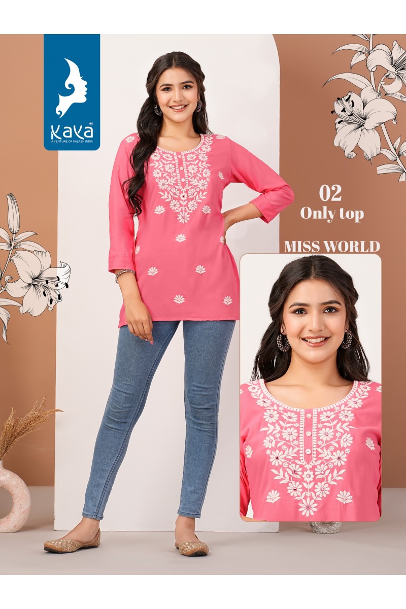 Kaya Miss World Latest Designs Fancy Short Tops Catalog Wholesaler
