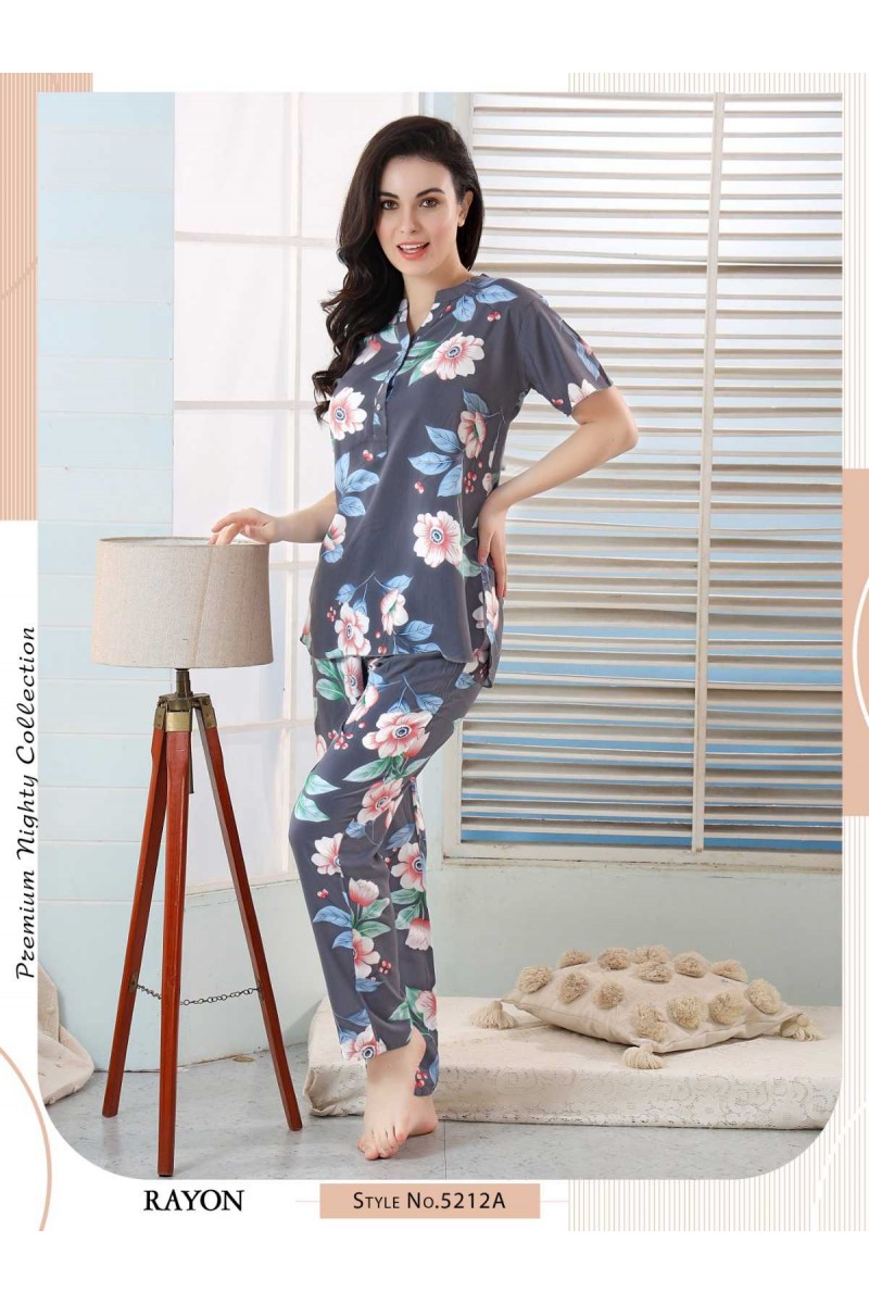 Night Dress-5212-A Rayon Designer Size Set Night Wear Catalogue Set