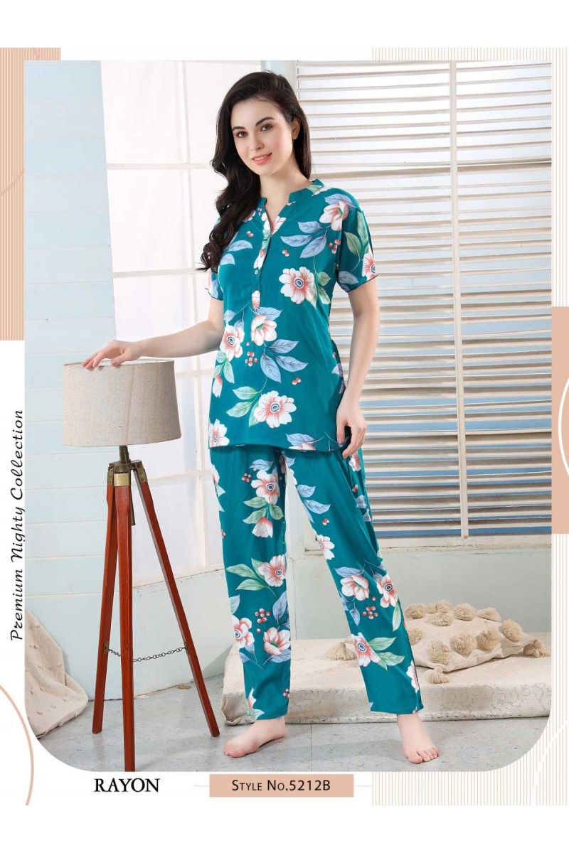 Night Dress-5212-B Rayon Designer Size Set Night Wear Catalogue Set