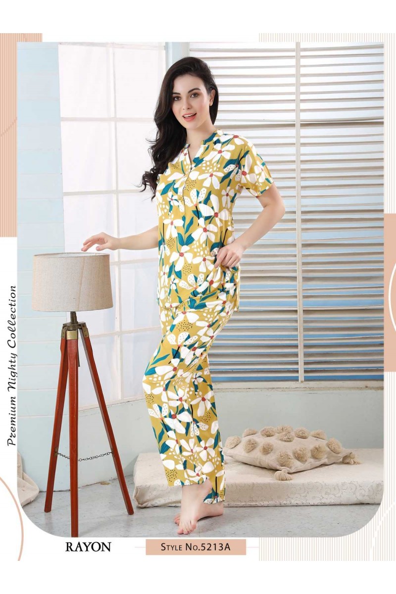 Night Dress-5213-A Rayon Designer Size Set Night Wear Catalogue Set