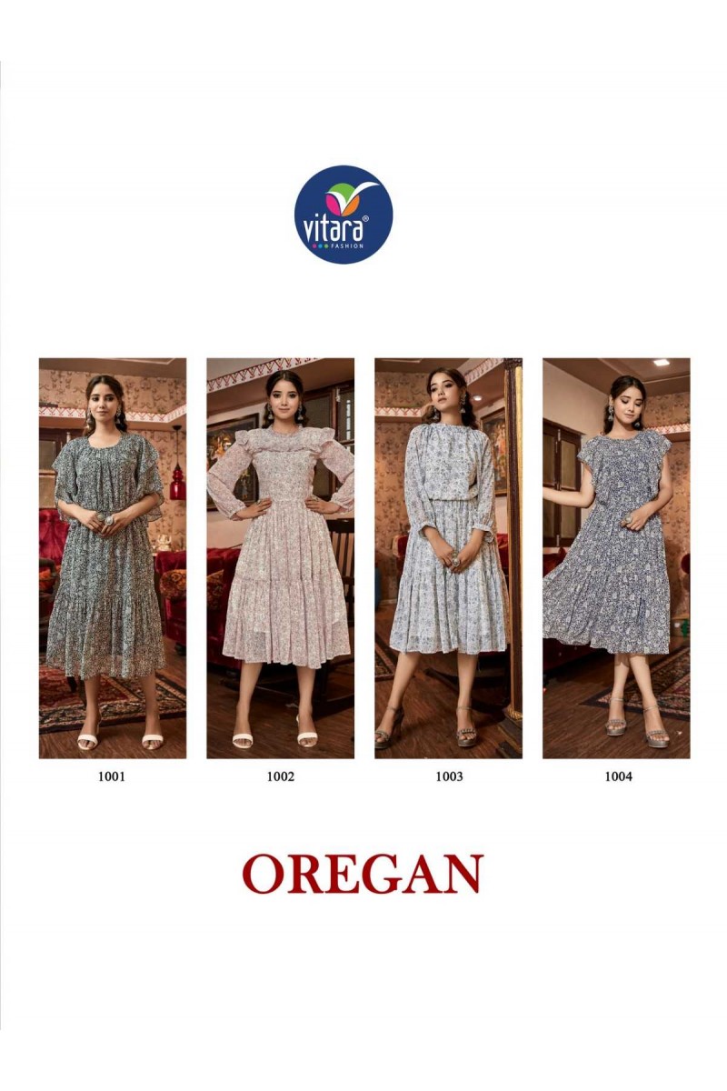 Vitara Fashion Oregan Georgette Designer Wholesale Tunic Catalog Set