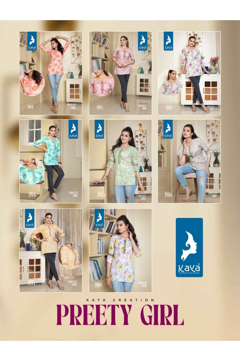 Kaya Preety Girl Rayon Two Tone Designer Western Tops Catalogue Set