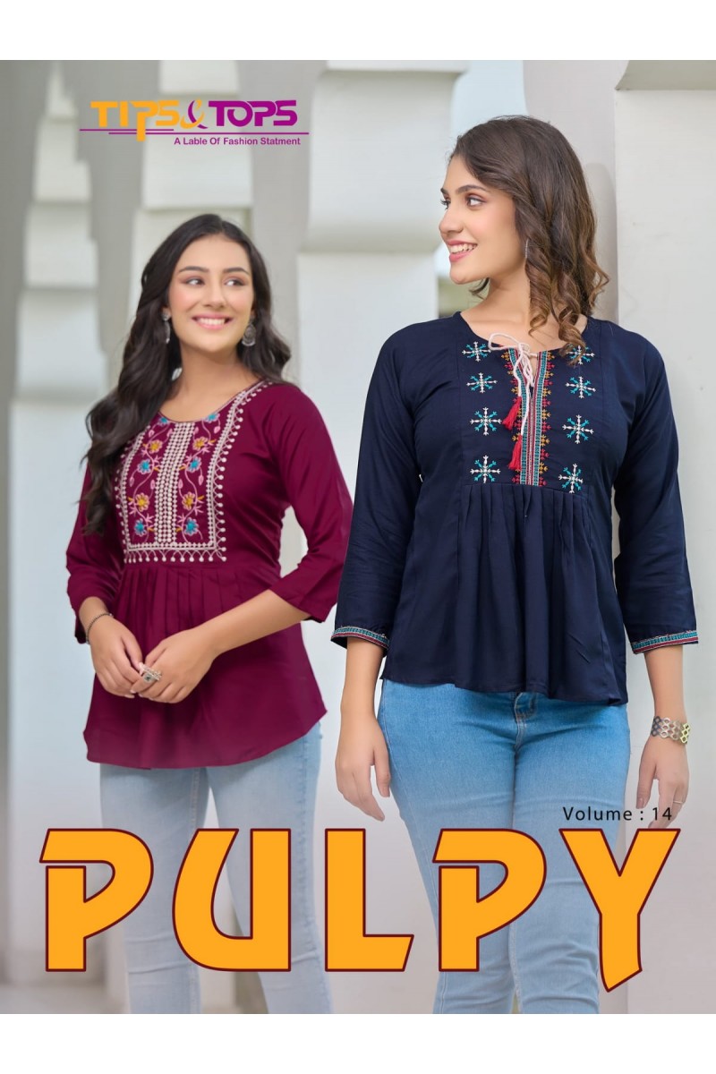 Tips & Tops Pulpy Vol-14 Western Wear Rayon Tops Catalogue Set