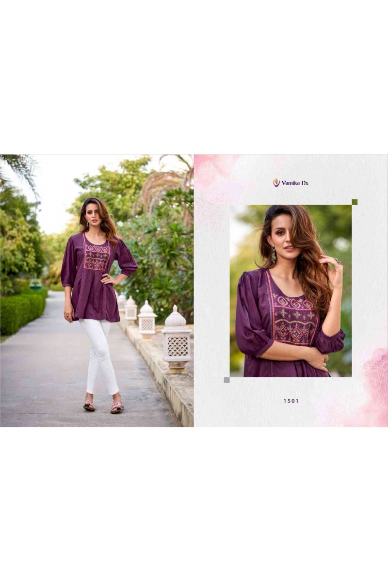 Vamika Nx Rang Mahal Fancy Designer Tunic Tops Catalog Dealers