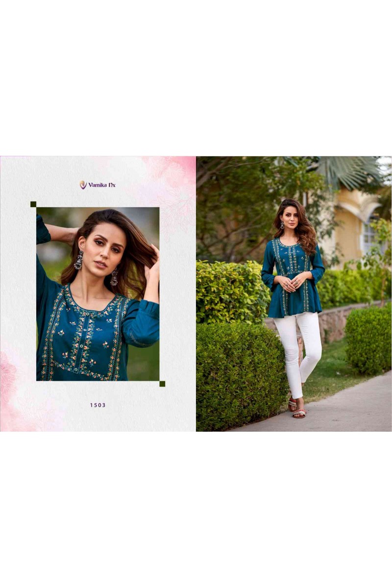 Vamika Nx Rang Mahal Fancy Designer Tunic Tops Catalog Dealers