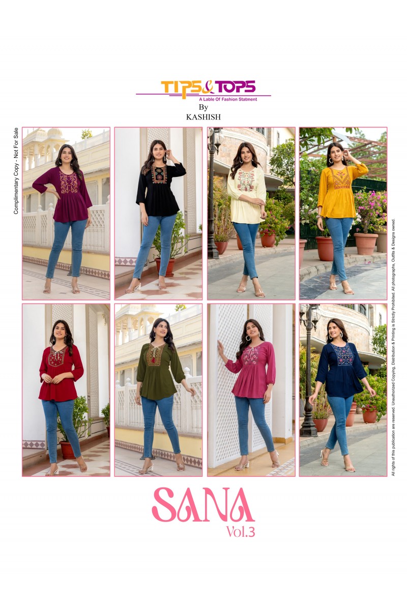 Tips & Tops Sana Vol-3 Designer Western Wear Short Tops Wholesaler