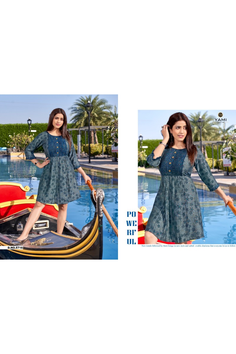 Yami Fashion Sense Western Wear Stylish Printed Long Tunics Manufacturer