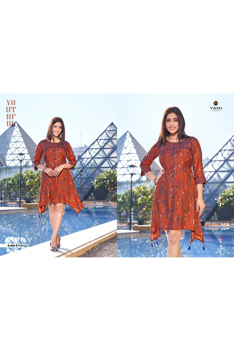 Yami Fashion Sense Western Wear Stylish Printed Long Tunics Manufacturer