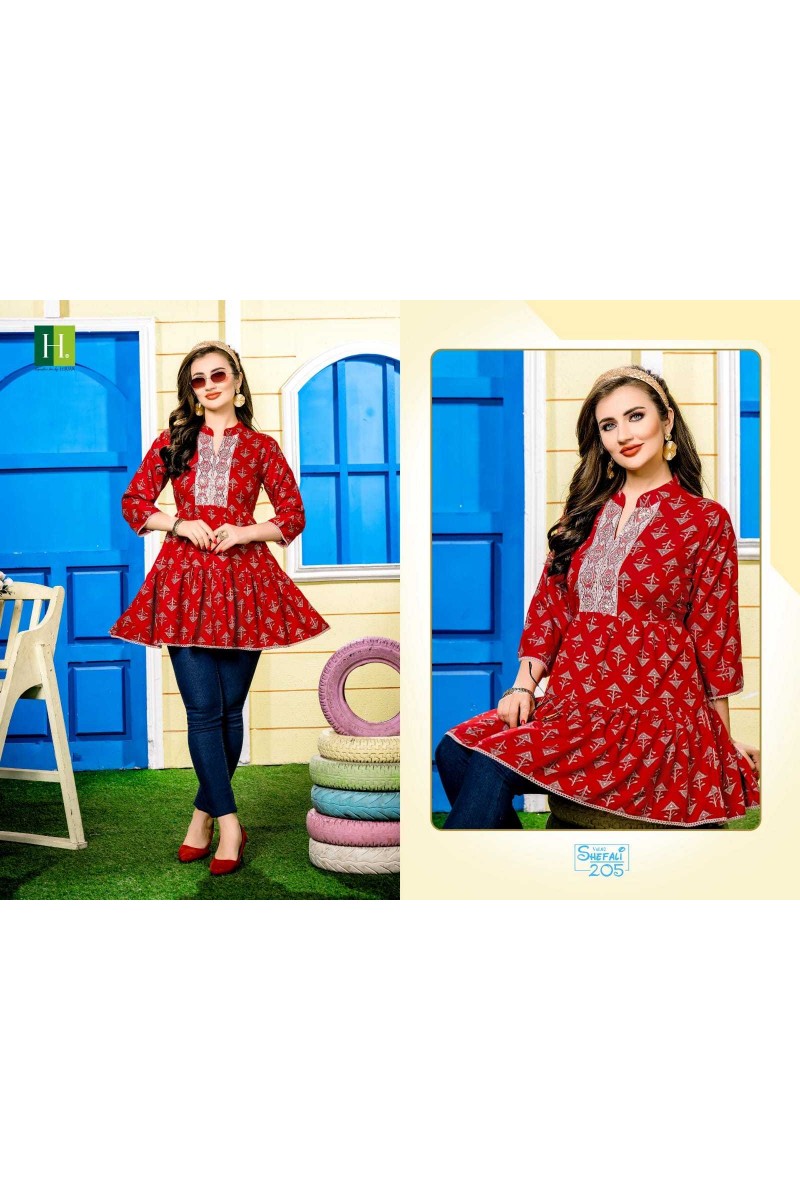 Hirwa Shefali Vol-2 Latest Designer Fancy Short Tunic Top Wholesaler