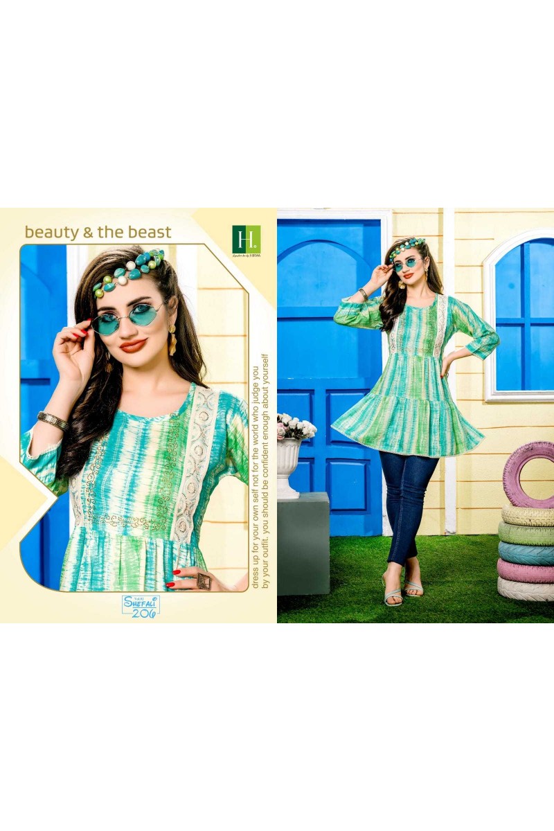 Hirwa Shefali Vol-2 Latest Designer Fancy Short Tunic Top Wholesaler
