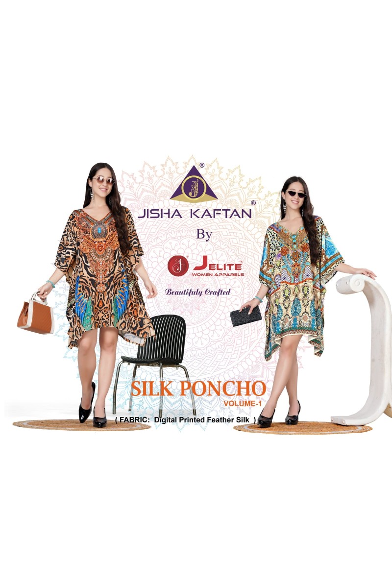 Jisha Kaftan Silk Poncho Vol-1 Digital Printed Women's Wear Kaftan Wholesaler