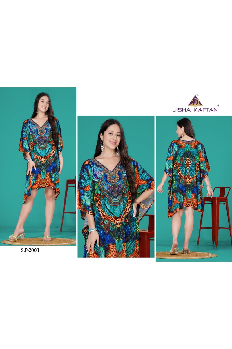 Jisha Kaftan Silk Poncho Vol-1 Digital Printed Women's Wear Kaftan Wholesaler