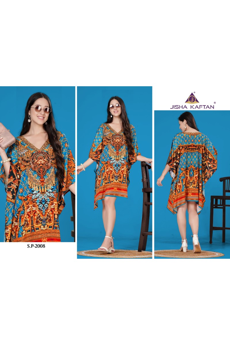 Jisha Kaftan Silk Poncho Vol-1 Digital Printed Women's Wear Kaftan Wholesaler