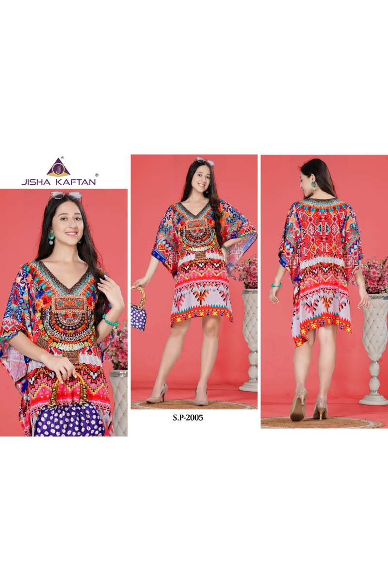 Jisha Kaftan Silk Poncho Vol-1 Digital Printed Women's Wear Kaftan Wholesaler