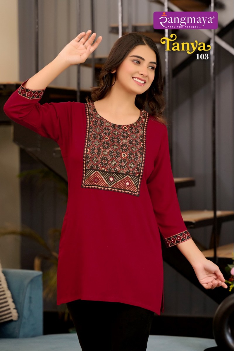 Rangmaya Tanya Western Wear Fancy Tunic Ladies Stylish Top Manufacturer