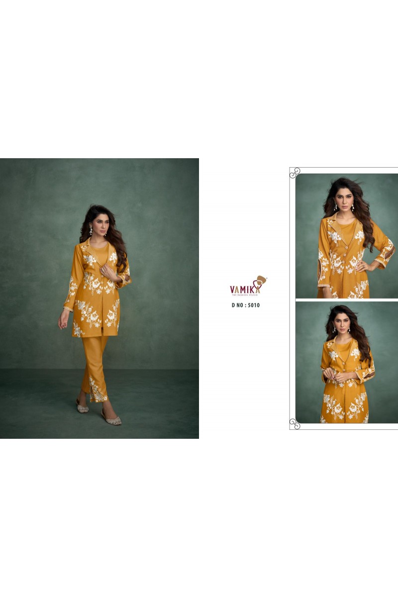 Vamika Veera Vol-2 Silver Rayon Full Stitch Co-ord Set Collection