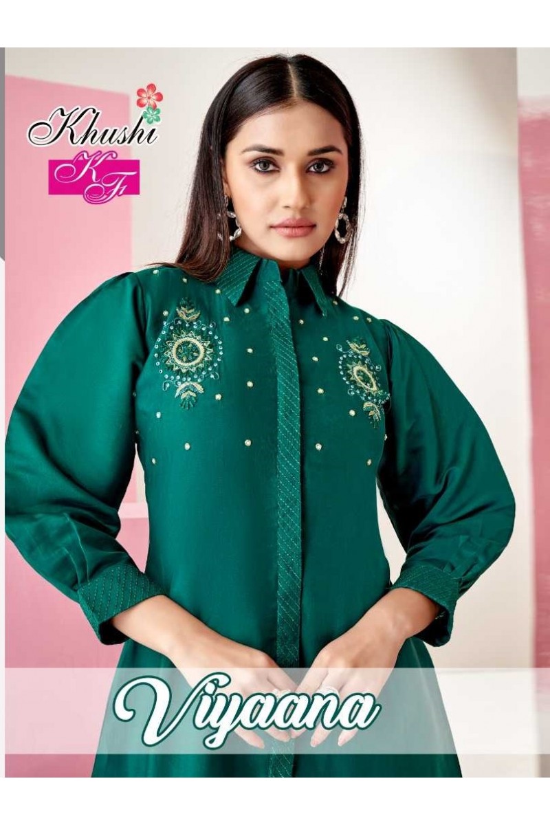 Khushi K.F Viyaana Fancy Silk Fashionable Western Co-Ord Set Outfit