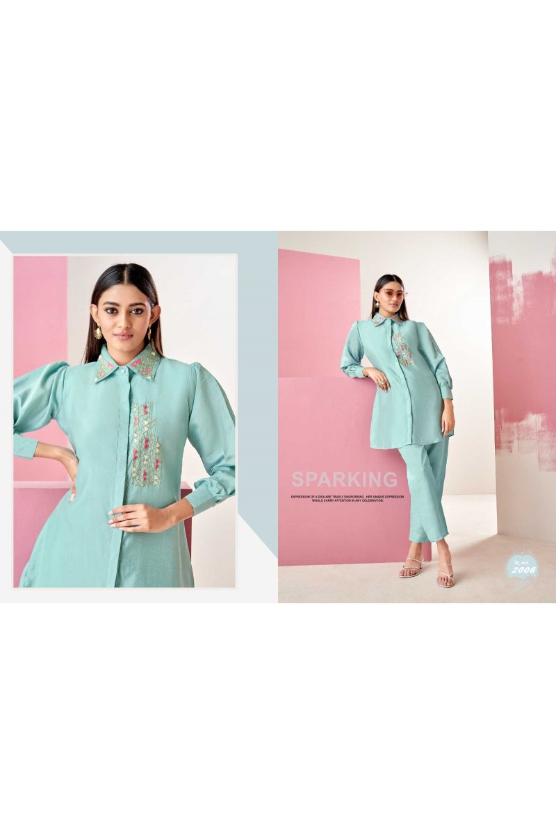 Khushi K.F Viyaana Fancy Silk Fashionable Western Co-Ord Set Outfit