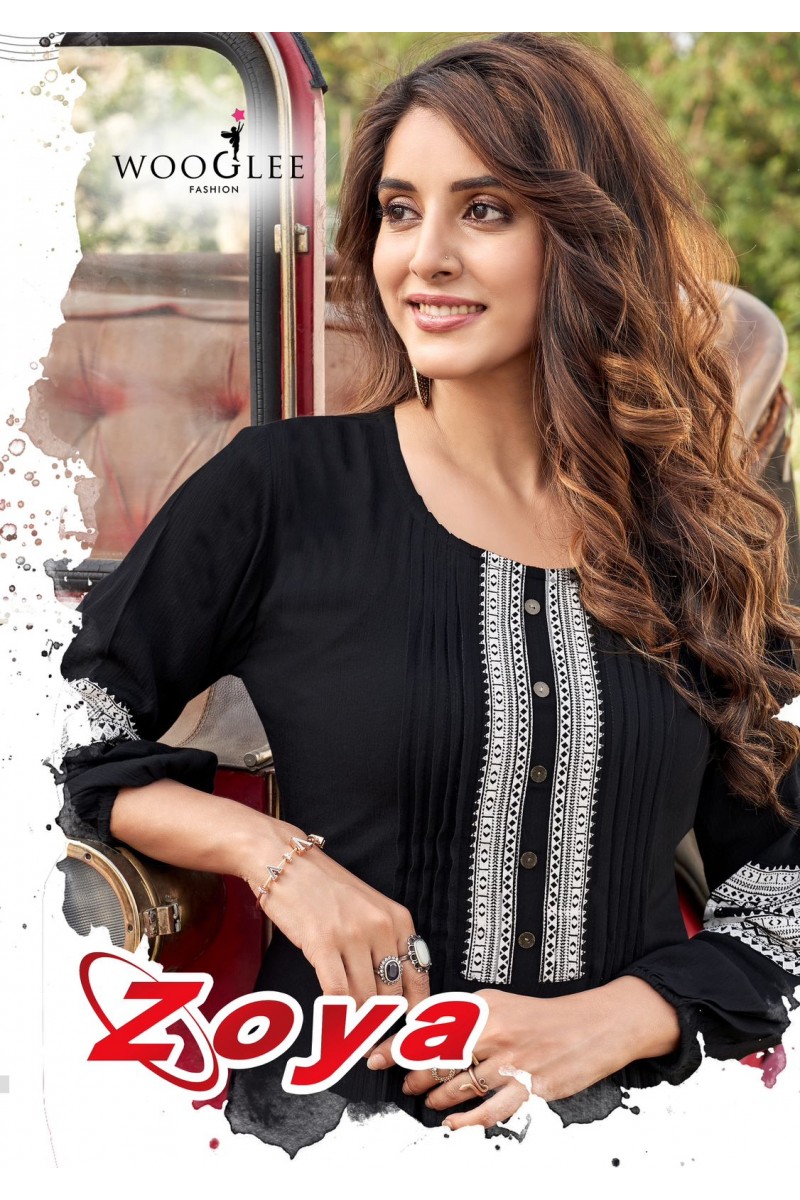 Wooglee Fashion Zoya Designer Rayon Wrinkle Tops Catalogue Manufacturer