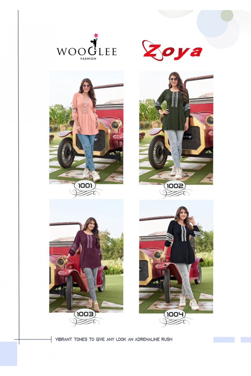 Wooglee Fashion Zoya Designer Rayon Wrinkle Tops Catalogue Manufacturer